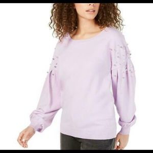INC Lilac Balloon Sleeve Sweater
